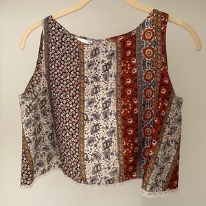 Brandy Melville Patchwork Paisley Crop Tank | One Size